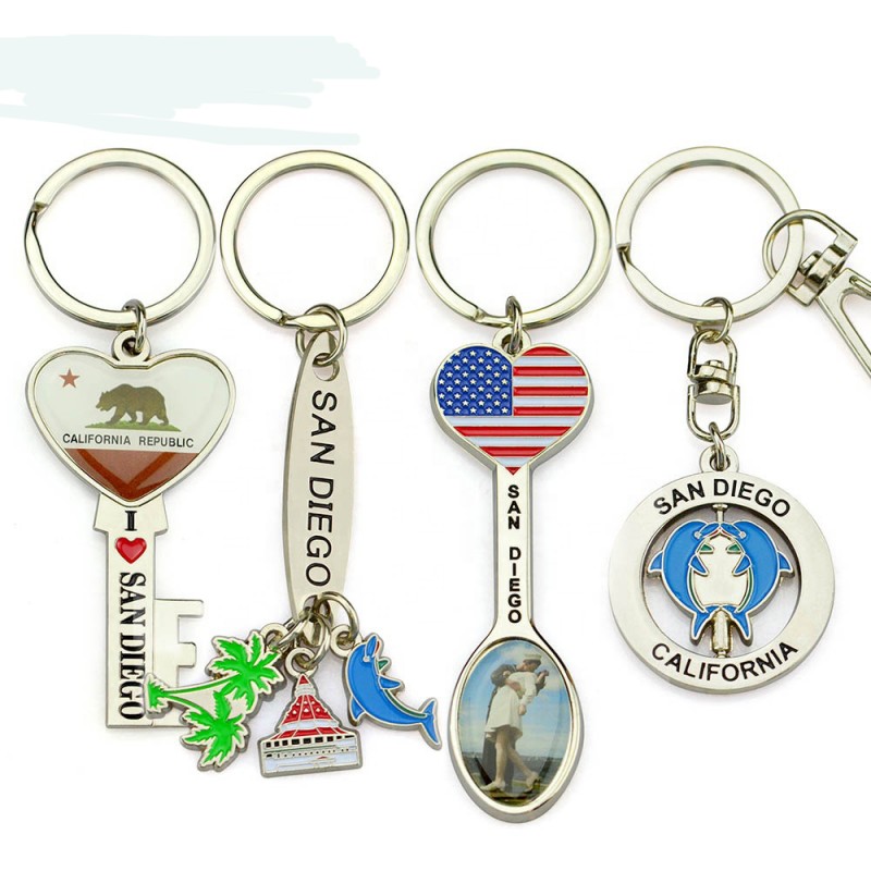 Wholesale Tourist Souvenirs Custom Made Enamel Logo Metal Keychain 