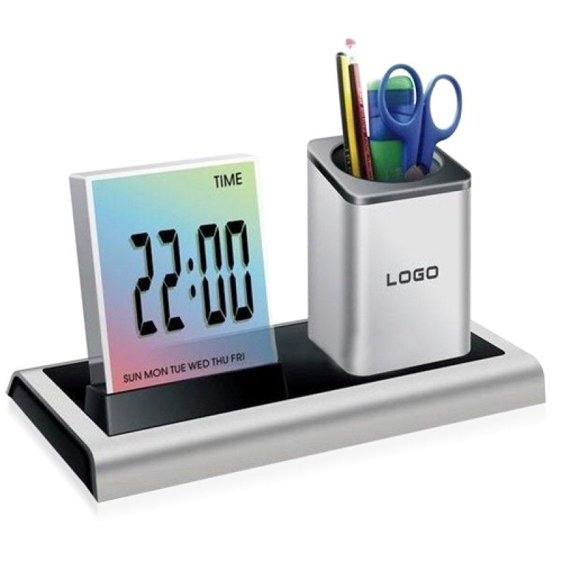 Wholesale Colorful LED Desk Clock Pen Holder