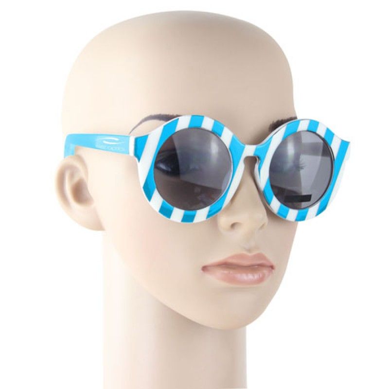 Wholesale Striped Round Bold Rim Sunglass