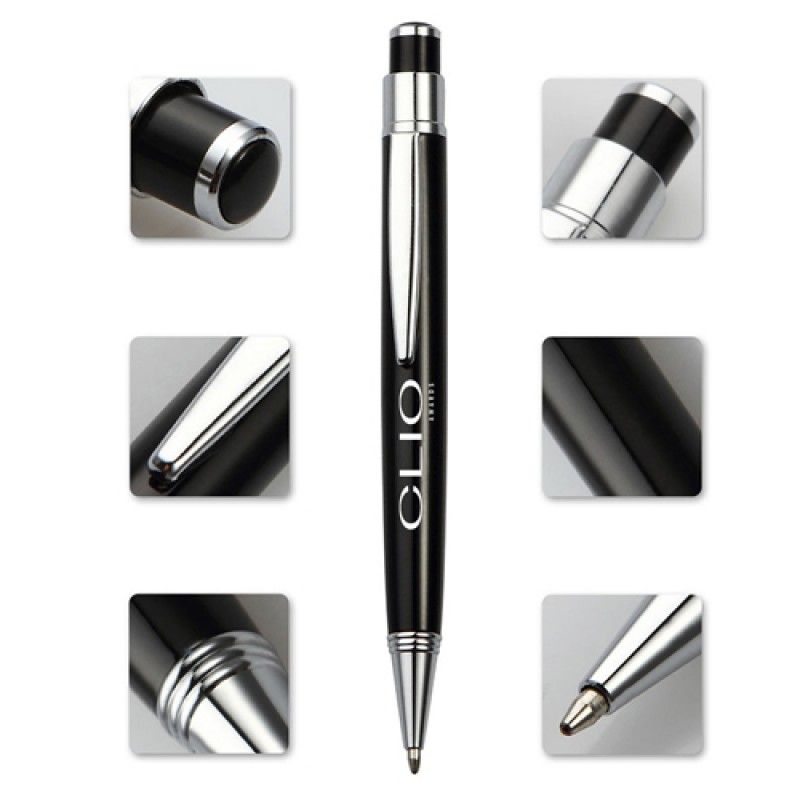 Wholesale Metal Clip Retractable Black Ball Pen