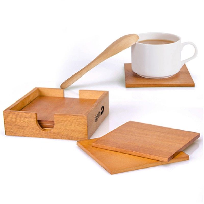 Wholesale Wooden 5 In 1 Square Coaster