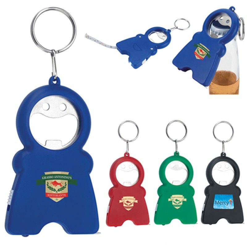 Wholesale Smile Keychain Opener Light With Tape Measure