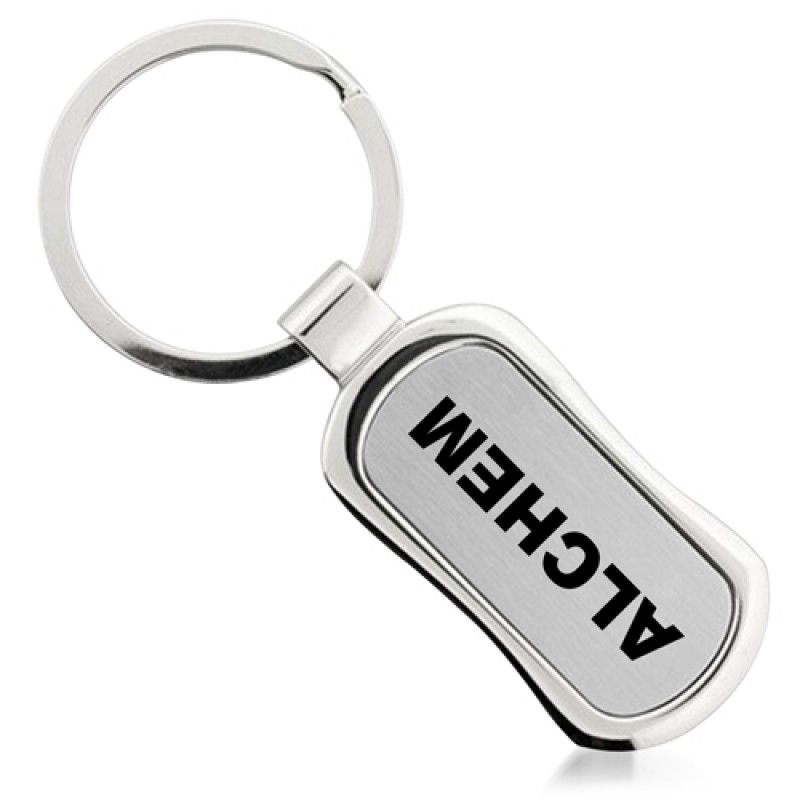 Wholesale Rectangle Chrome Finish Metal Keychain