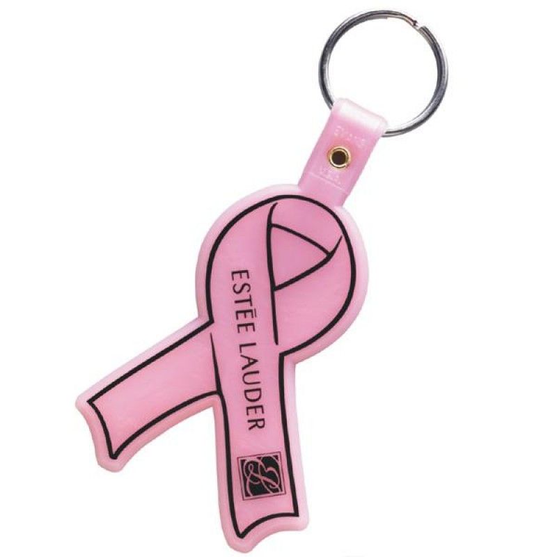 Wholesale Pink Awareness Ribbon Flexible Keytag-[EM-27107BC]