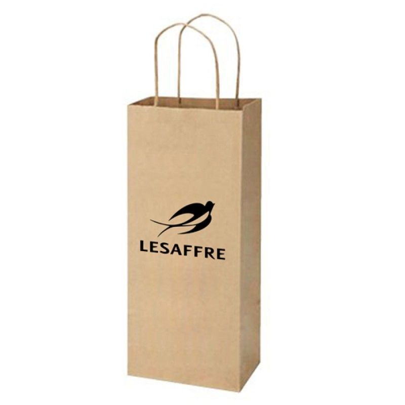 Wholesale Kraft Paper Twisted Handles Wine Bags