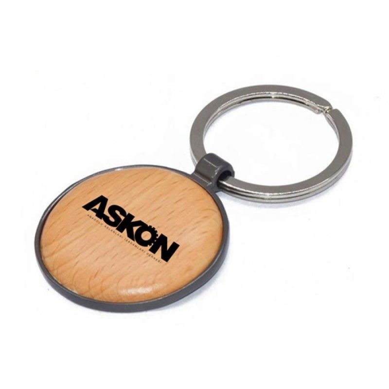 Wholesale Round Assorted Frame Wooden Keychain