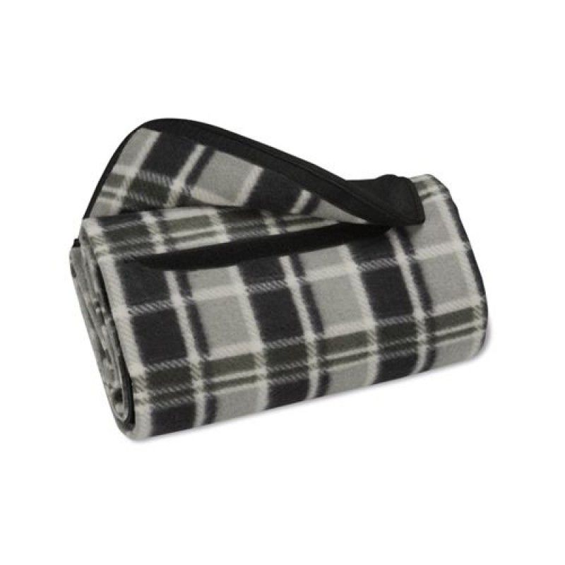 Wholesale Black Gray Plaid Roll Up Blanket