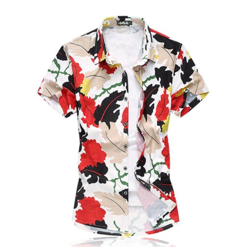 Wholesale Short Sleeve Men Leaf Dress Shirt