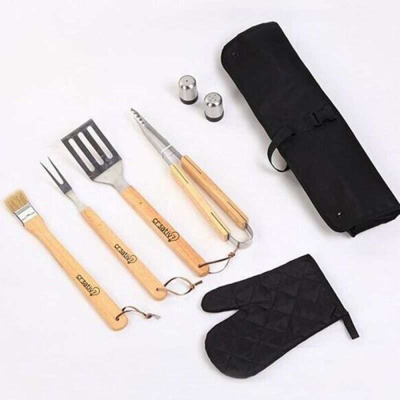 Wholesale BBQ Set Apron Fork Glove Knives Tongs