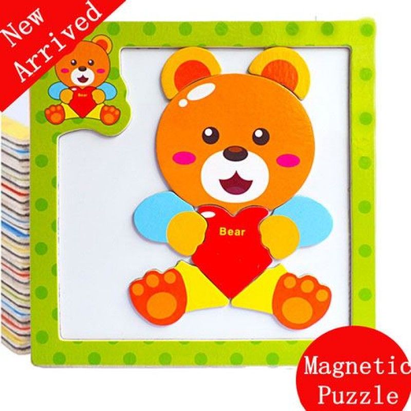 Wholesale Children 3 Pieces 3D Wooden Cartoon Animal Puzzles