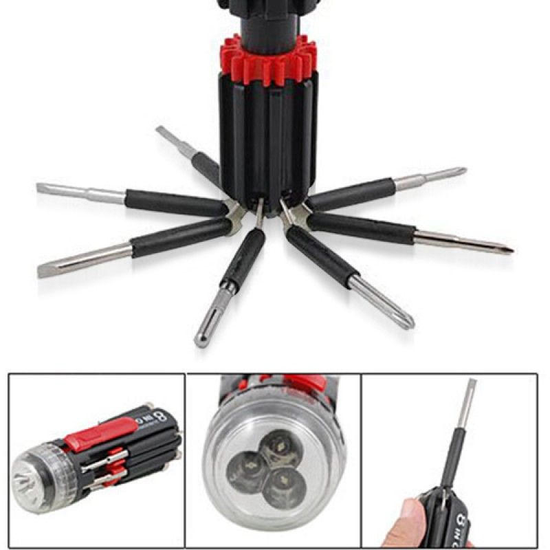 Wholesale Multi 8 in 1 Screwdriver Set Torch Flashlight