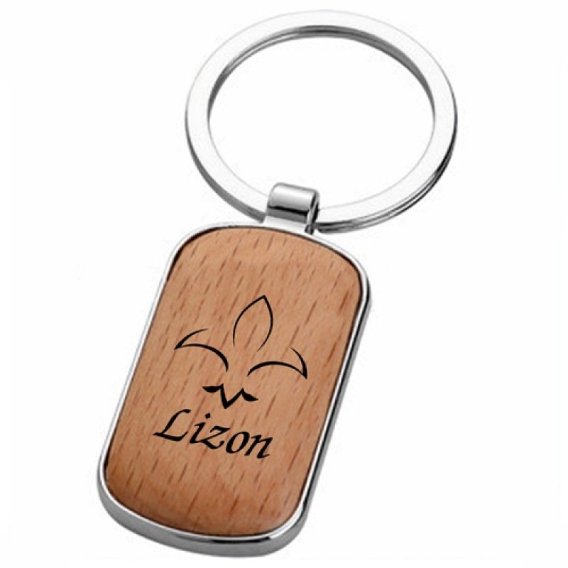 Wholesale Rounded Corner Wooden Keychain