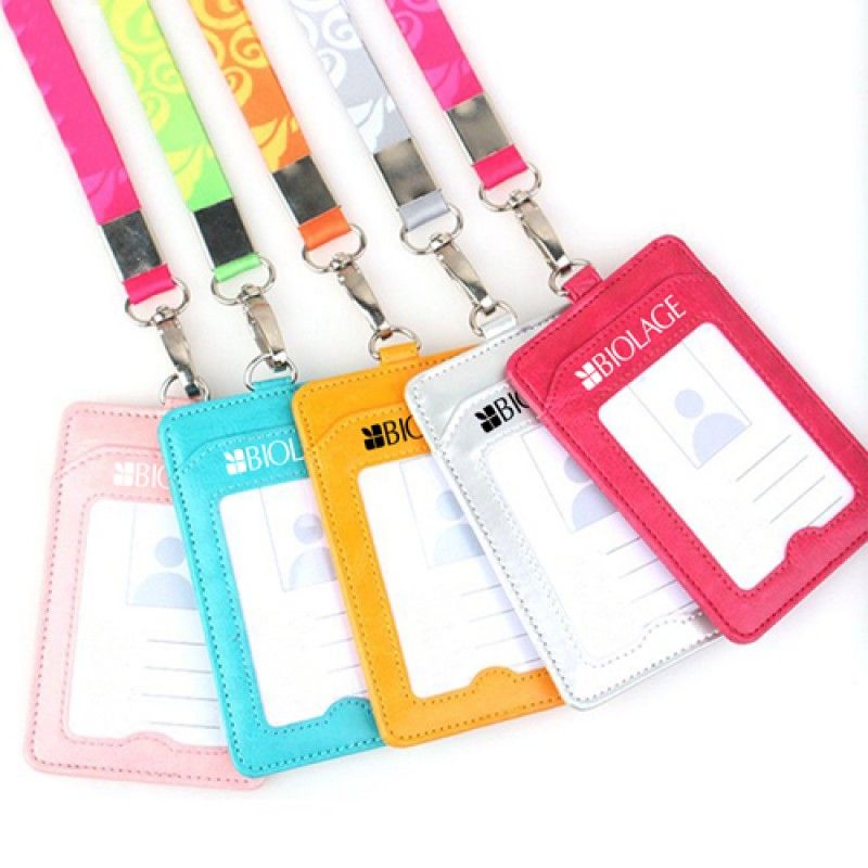 Wholesale Leather Slim ID Card Holder with Lanyard