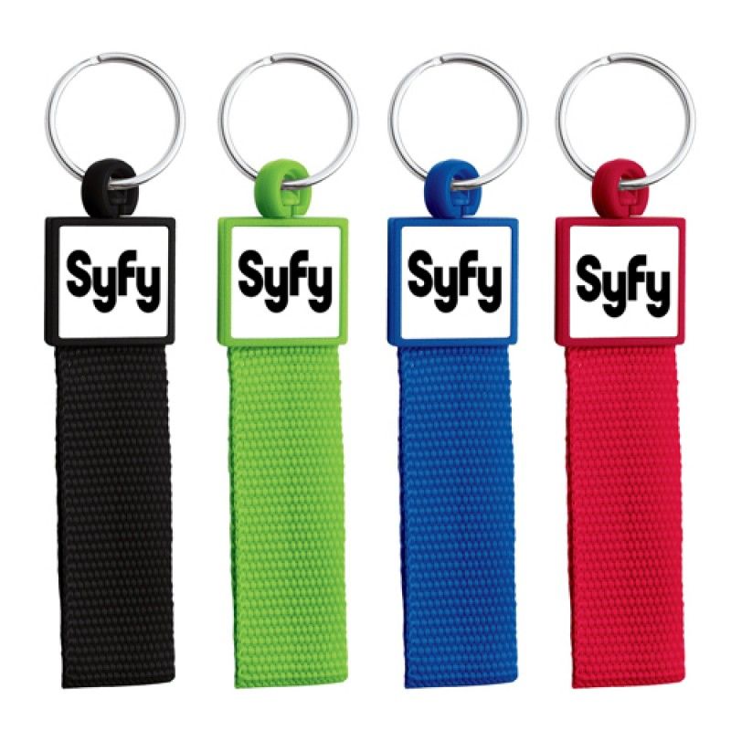 Wholesale Square Body Web Strap Wristband Keyring