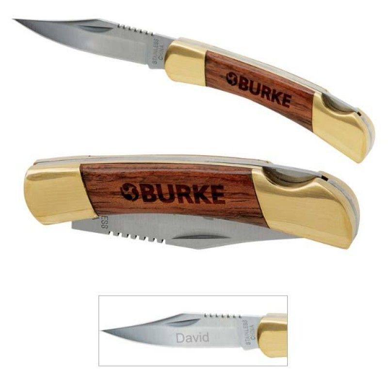 Wholesale Small Rosewood Pocket Knife - Gold-[NW-91084]