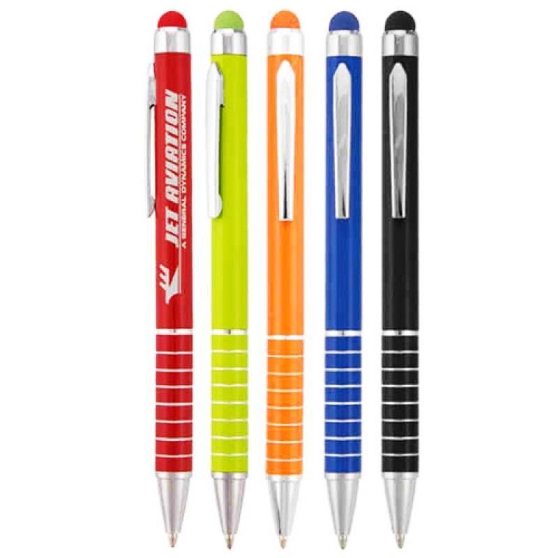 Wholesale Chrome Ring Twist Action Pen With Stylus