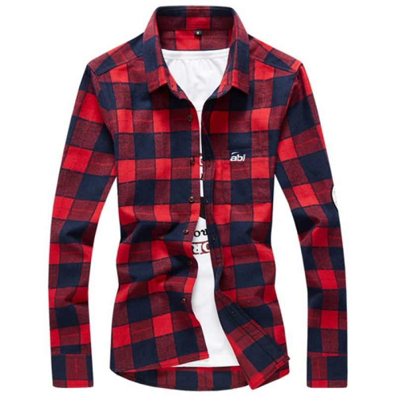 Wholesale Long Sleeve Men Plaid Shirt