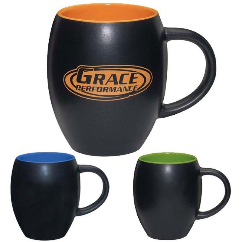 Wholesale Matte Barrel with Color Mug - 16 oz.-[NW-91368]