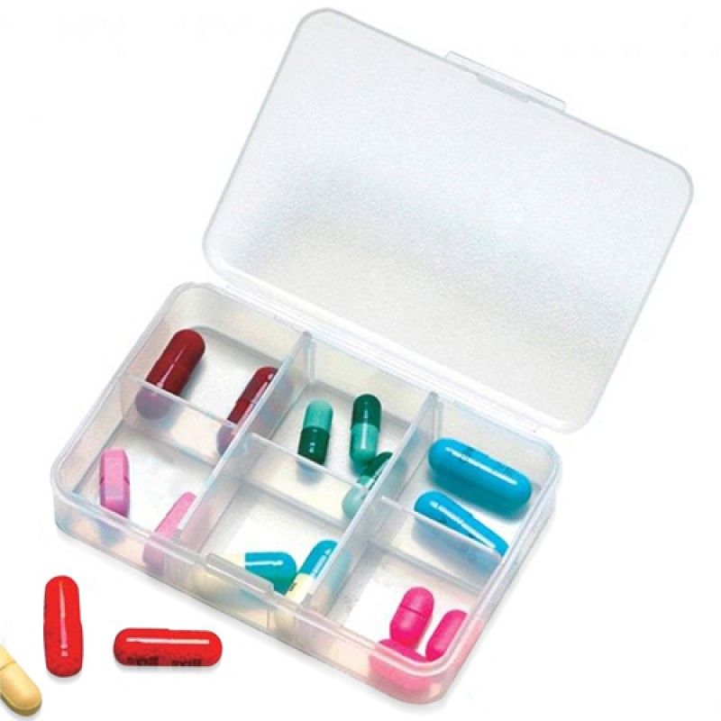 Wholesale Clear 6 Compartment Pill Storage Box