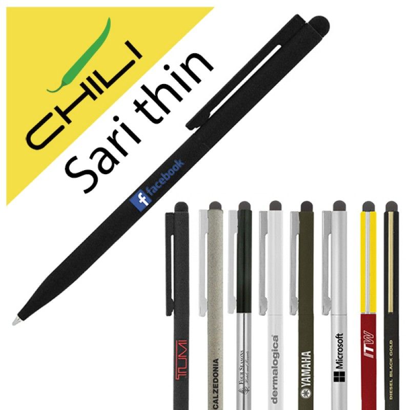 Wholesale Sari Thin Stylus Twist Metal Ballpen