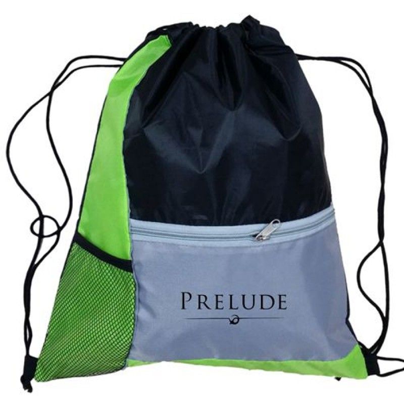 Wholesale Lightweight Front Zip Pocket Drawstring Bag