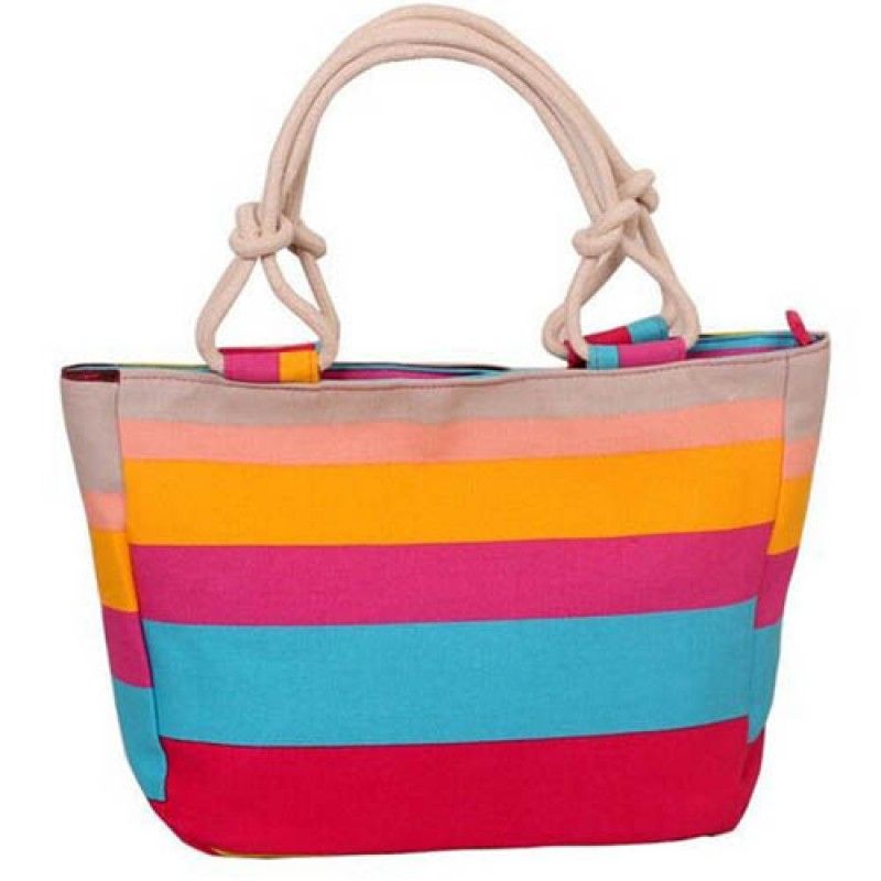 Wholesale Flower Print Stripes Large Beach Bags