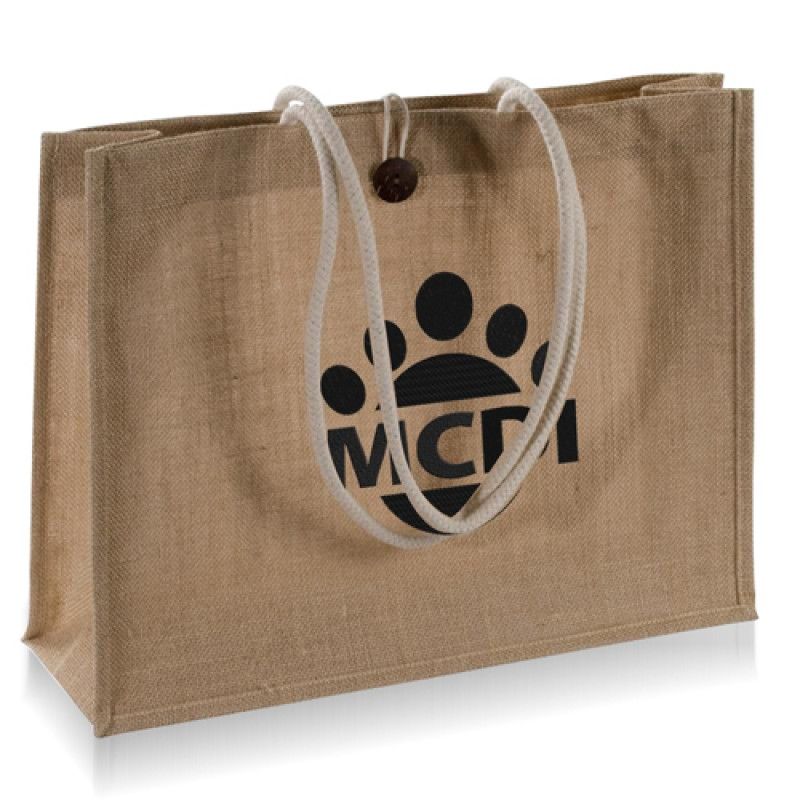 Wholesale Jute Shopping Bag With Tie-Over Button