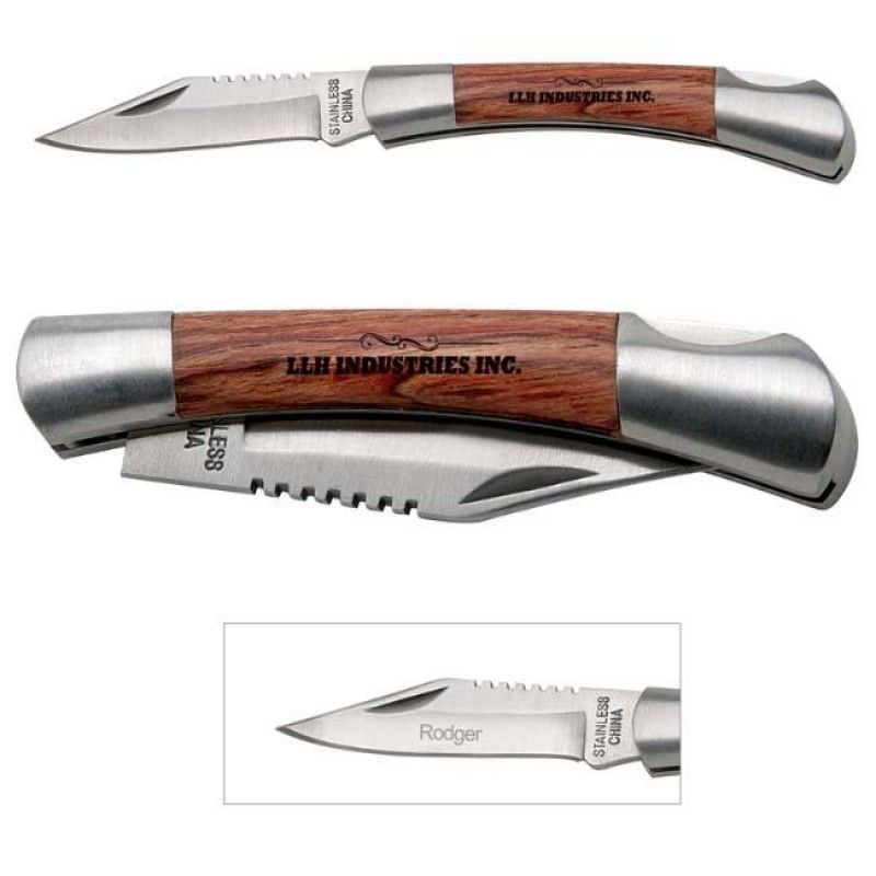 Wholesale Small Rosewood Pocket Knife-Silver-[NW-91086]