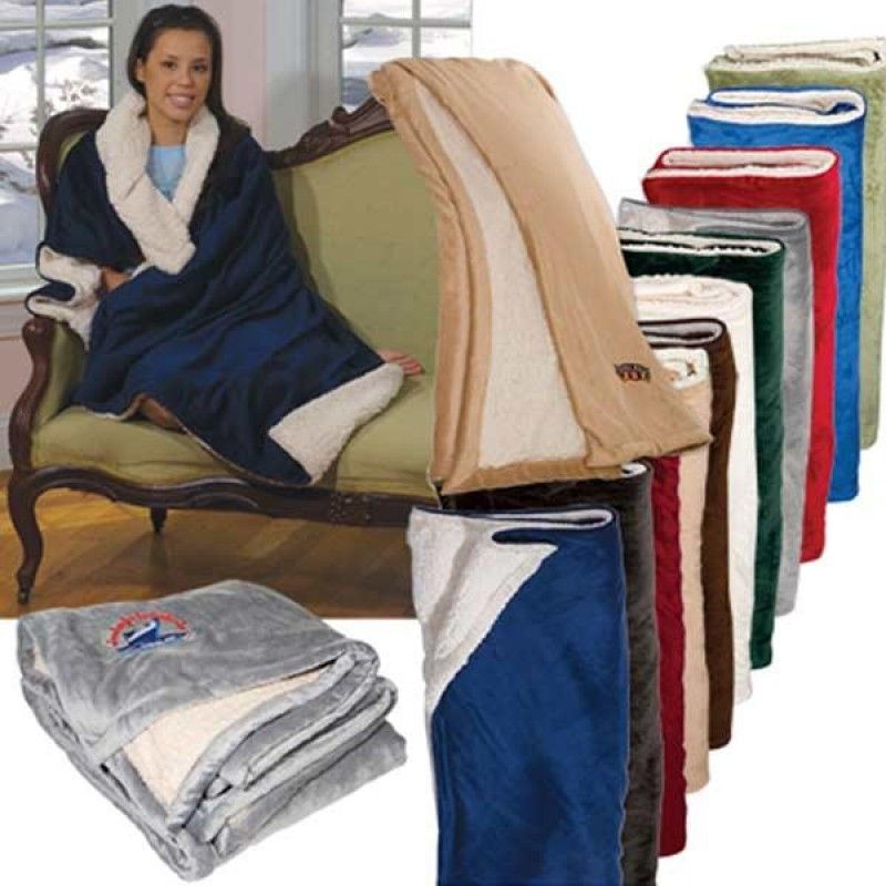 Wholesale Embroidered Micro Mink Sherpa Blanket (50&quot; x 60&quot;)-[FP-29400E]