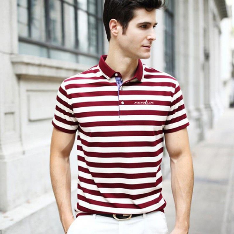 Wholesale Stripe Cotton Short Sleeve Polo Shirt