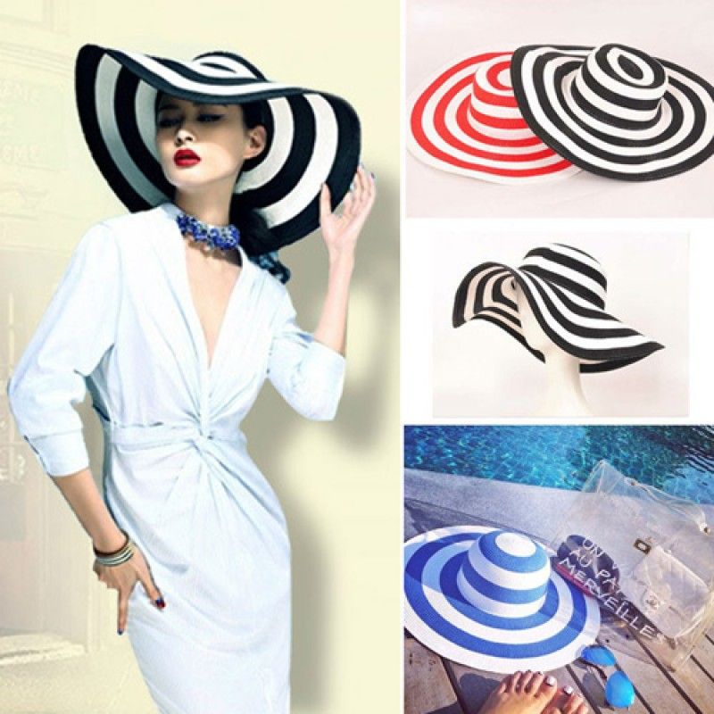 Wholesale Striped Outdoor Large Brim Hat