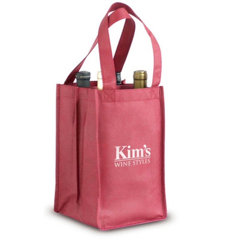 Wholesale Non-Woven 4 Bottle Wine Tote Bag