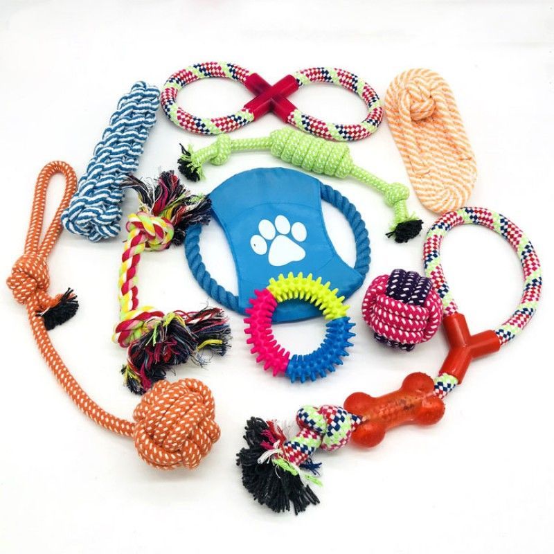 luxury cute rope ball training donut toothbrush pet chew dog toy pack