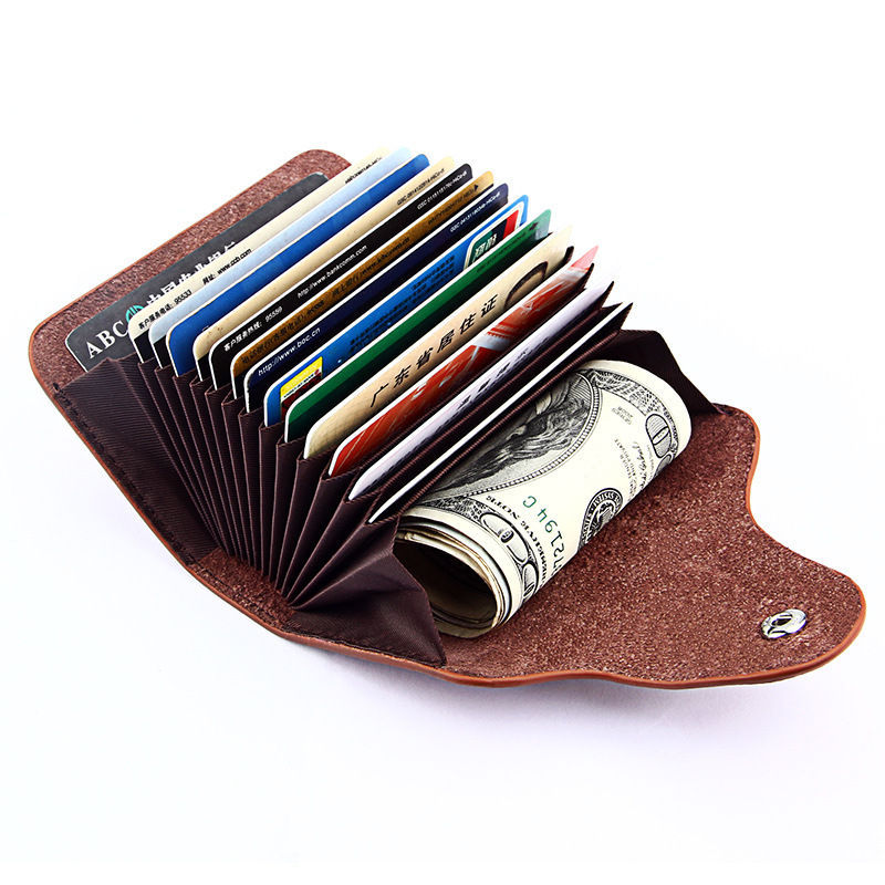 Minimalist genuine leather front pocket wallet small mini card holder bag custom logo