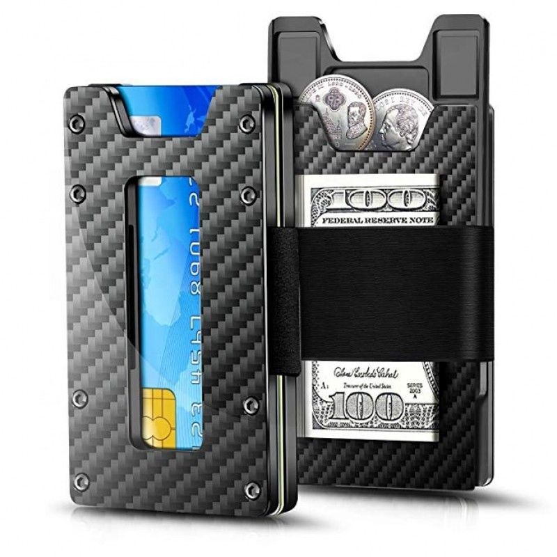 Mens Wallet 2019 Credit Card Holder RFID blocking Coin purse alloy aluminum Carbon Fiber Mens Wallet 