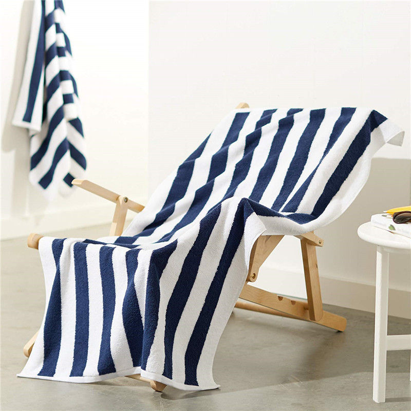 100% Cotton Blue And White Striped Beach Towels 