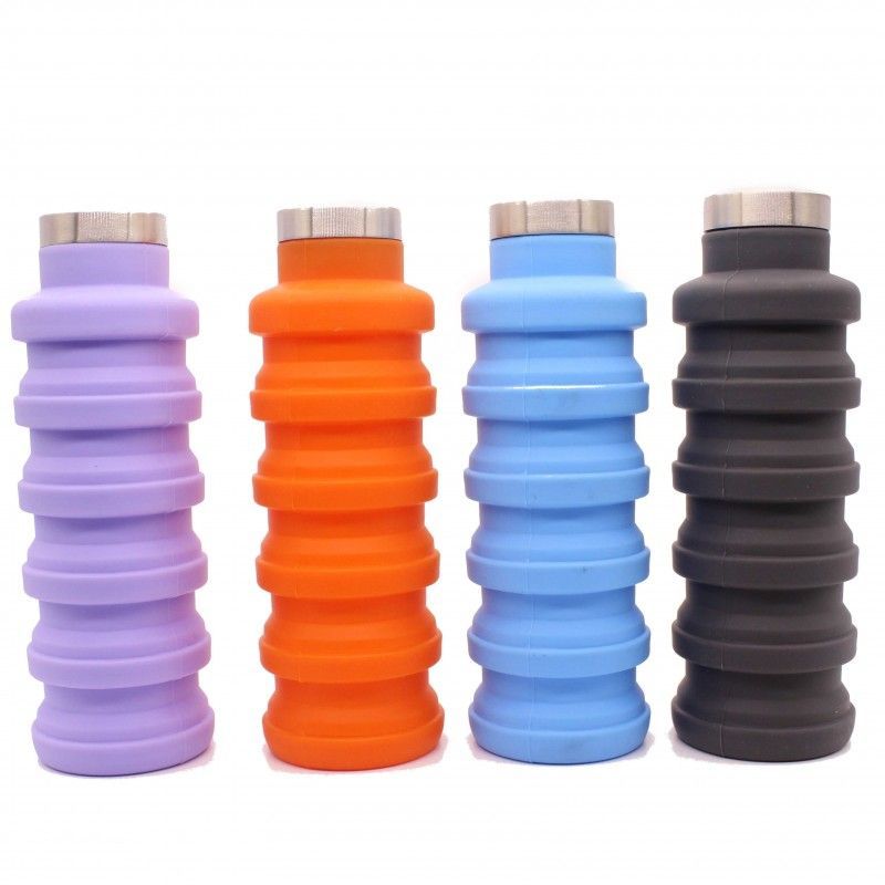 16oz FDA Approved BPA Free Leak Proof Foldable Sports Silicone Water Bottle Collapsible Silicone Water Bottle Silicone