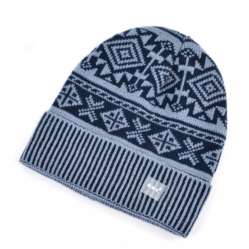 Winter Beanie Jacquard Hat Men's Skullies Bonnet Acrylic Knit Hats 