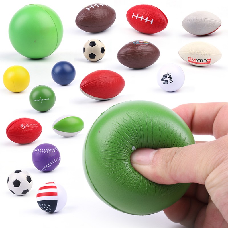 Custom logo shape pu foam anti stress reliever ball toy 