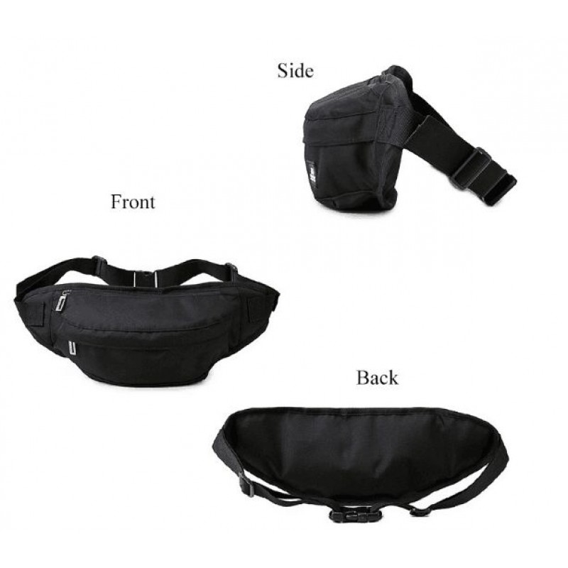 Custom Classical Black Sport Waist Bag Multifunction Waterproof Nurse Waist Bag Men