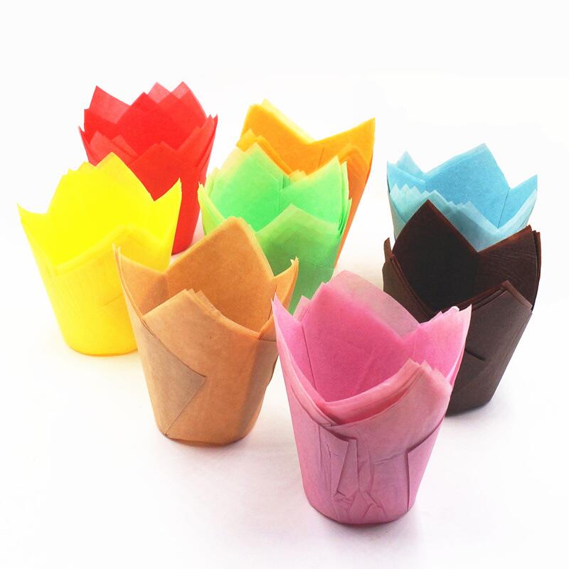 Paper Baking Cups Cupcake Wrapper for Muffin Cups Colorful Anti-Oil Flame Shape Baking Cupcake Paper Cake Cup