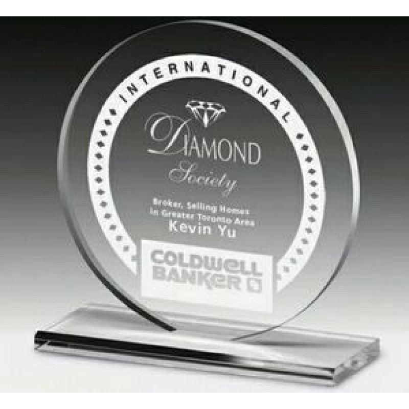 Elegant Round Acrylic Award - Laser Engraved (6"X6-1/4"X3/8")