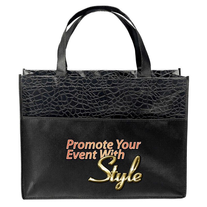 Couture Laminated Reptile Design Tote Bag (Colorvista)