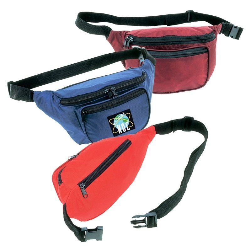 Fanny Pack With 3 Zipper Compartments & Adjustable Belt & Snap Buckle