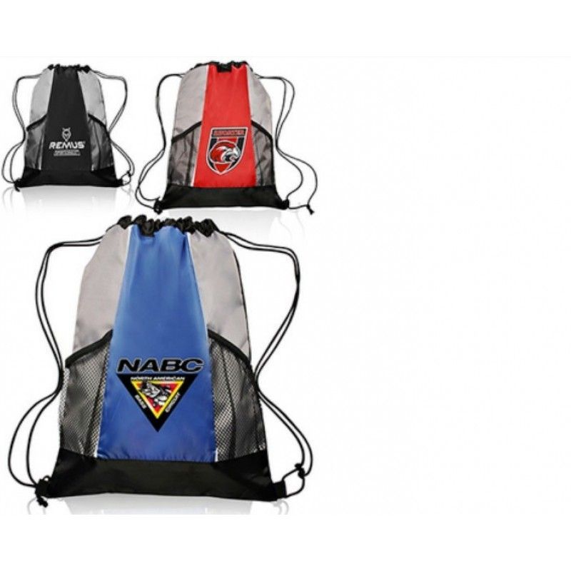 Two-tone Mesh Pocket Drawstring Backpacks