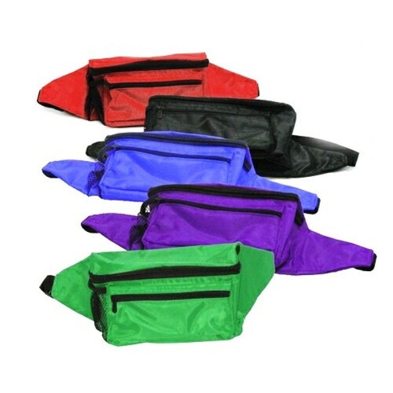 420d Polyester Fanny Pack W/ Side Mesh Pocket & Zipper Closure