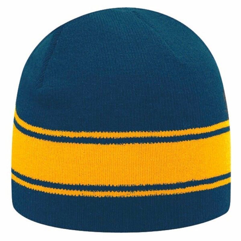 Acrylic Knit Two Tone Color Beanies With Stripes, 8"