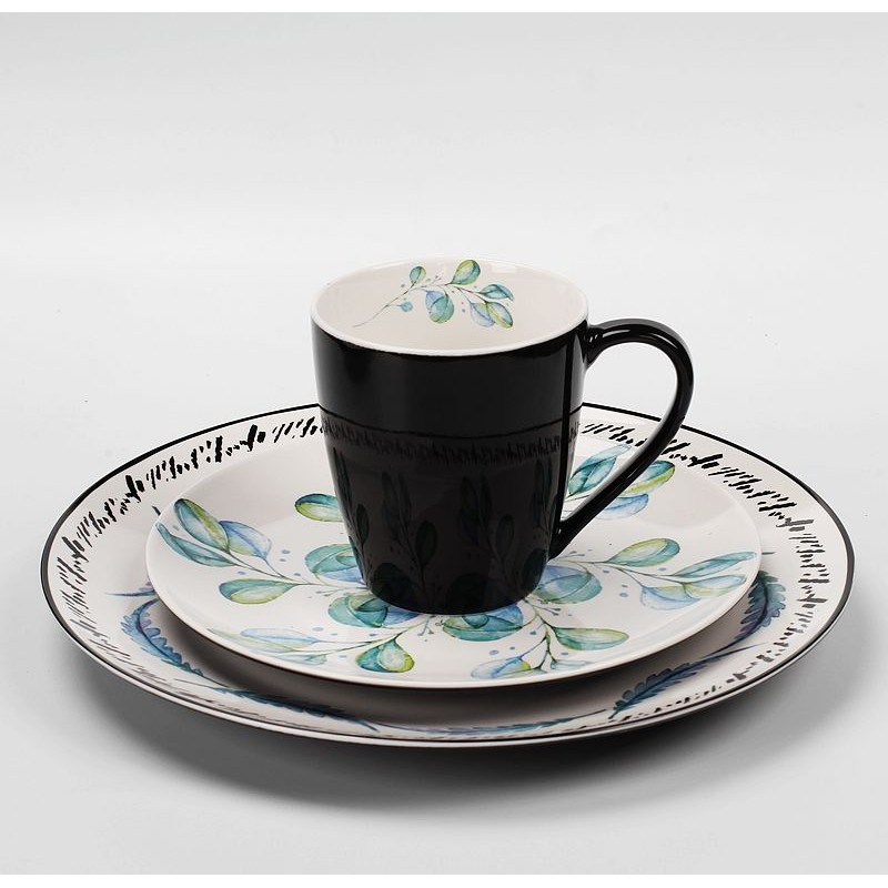 New bone china dinnerware set with coupe shape and solid color and customized pattern