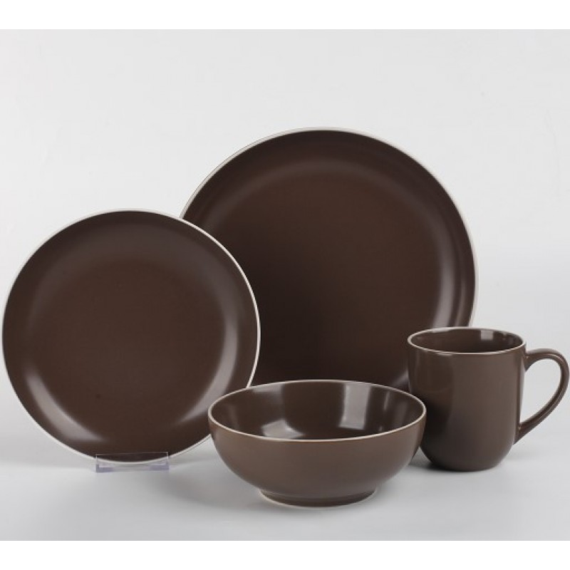 Brown matt glaze stoneware coupe plate western dinnerware sets 