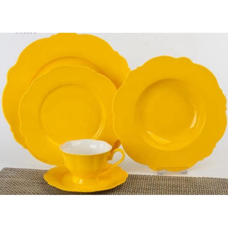 Western SGS FDA flower shape glazed dinner set 20 pieces/30 pieces 